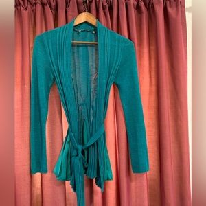 Knitted and knitted cardigan sweater, green, xs